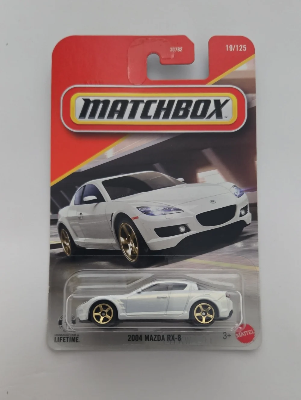 Matchbox 2004 Mazda RX-8 Toy Car - White with Gold Wheels